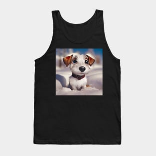 Jack Russell Terrier Puppy Dog In the Snow Tank Top